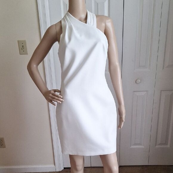 Milly Dresses & Skirts - Milly White Italian Cady Asymmetric Halter Mini Dress - Size 2